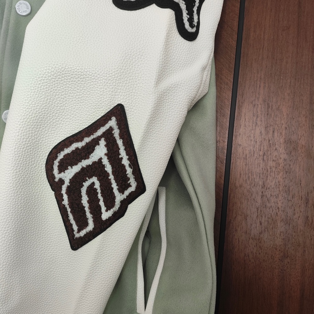 Louis Vuitton Sage Green & Cream Varsity Jacket with Patch Details - Picture 4 of 9